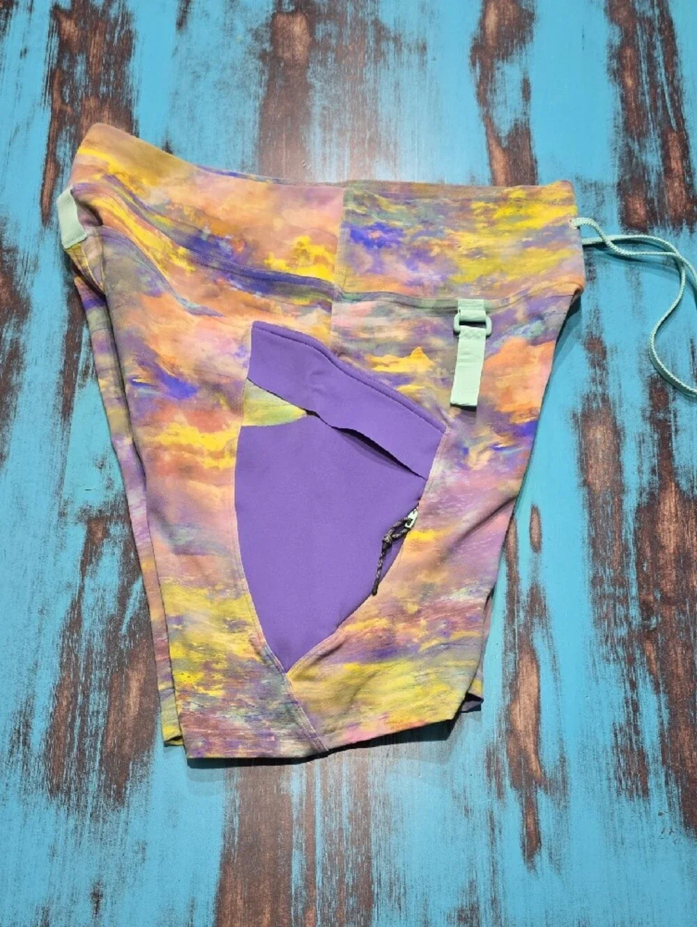 lululemon athletica Multicolor Tie-Dye Athletic Shorts with Purple Panels